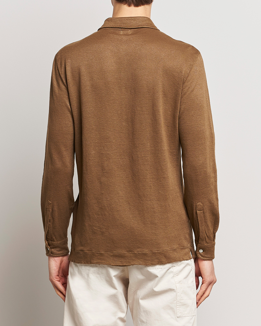 Men | Sweaters & Knitwear | Massimo Alba | Raya Long Sleeve Linen Polo Brown