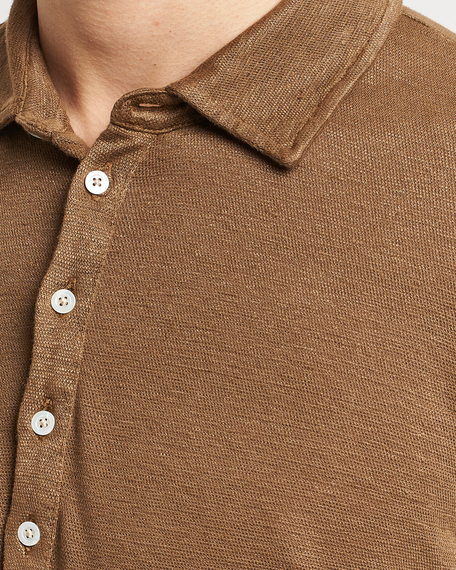 Men | Sweaters & Knitwear | Massimo Alba | Raya Long Sleeve Linen Polo Brown