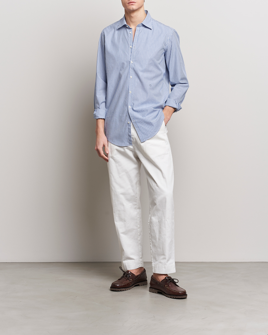 Men | Shirts | Massimo Alba | Genova Striped Cotton Shirt Blue Stripes