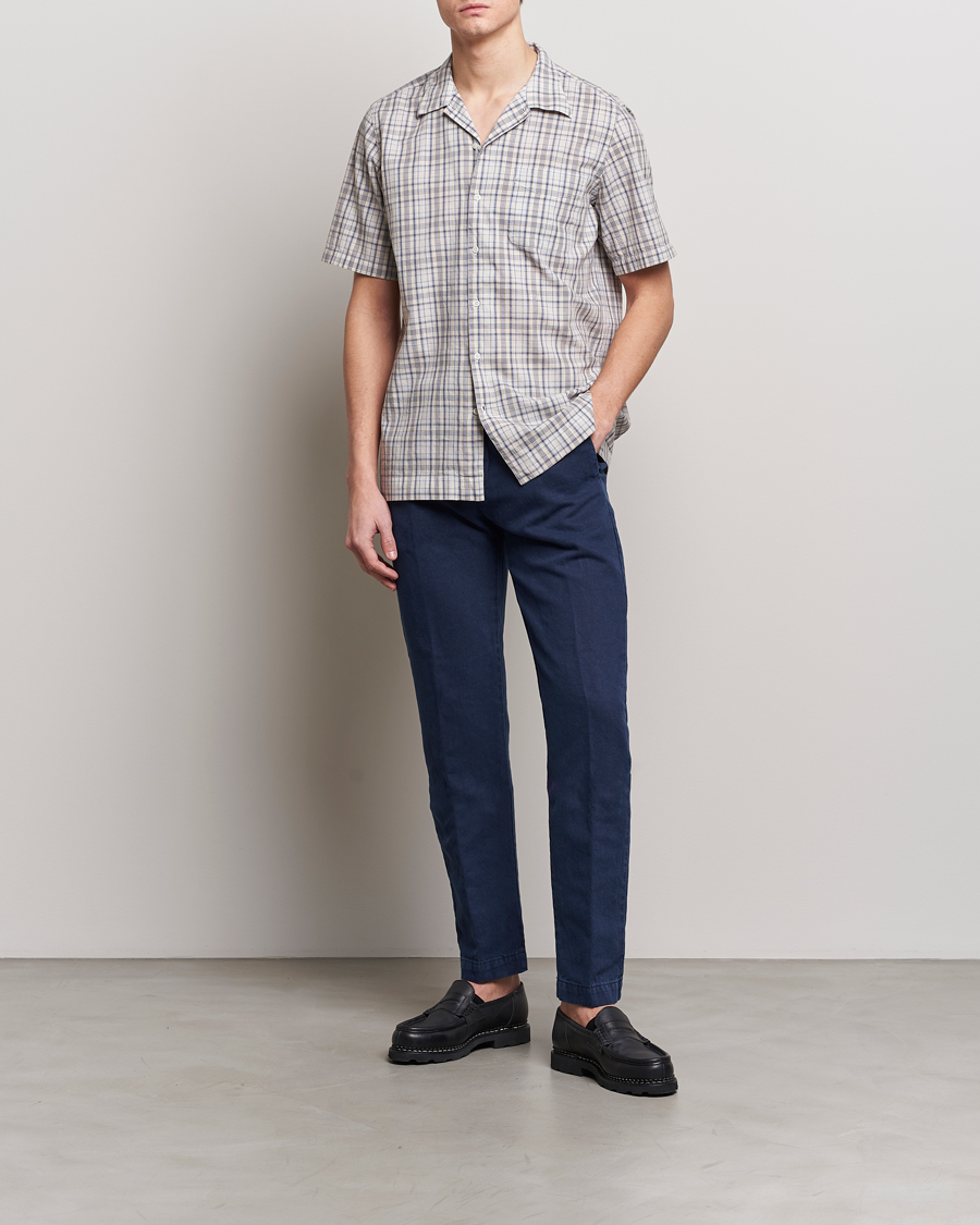 Men | Shirts | Massimo Alba | Venice Macro Check Bowling Shirt Blue/Beige