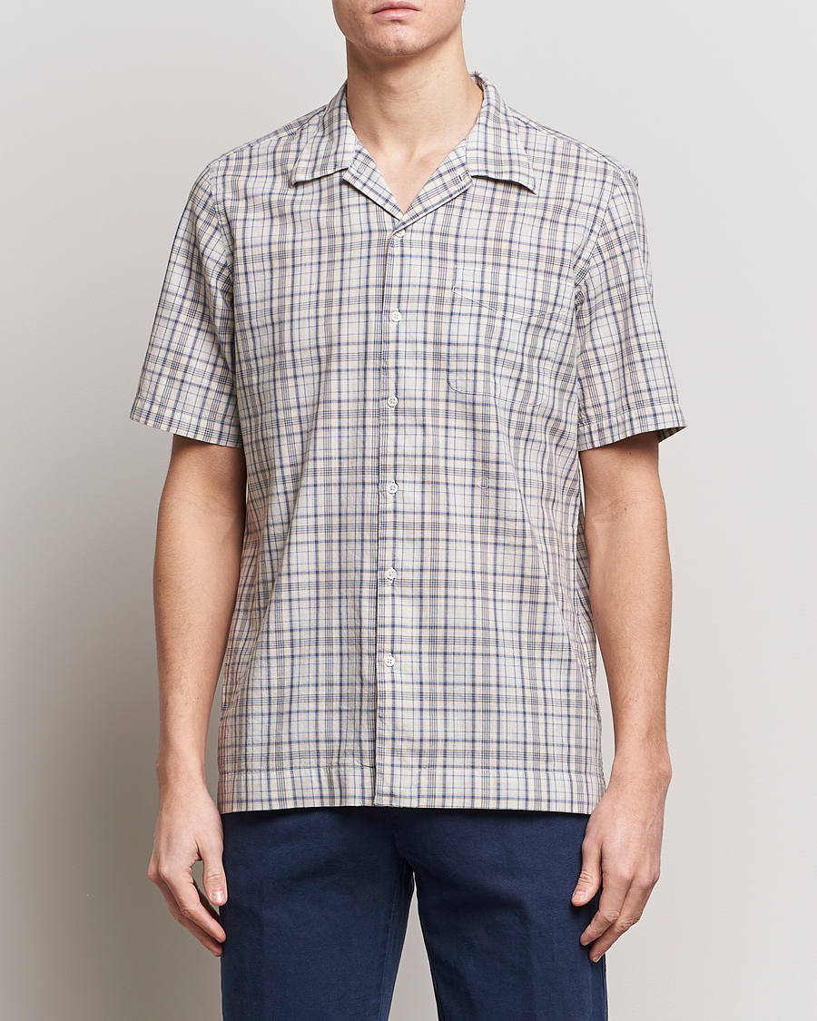 Men | Shirts | Massimo Alba | Venice Macro Check Bowling Shirt Blue/Beige