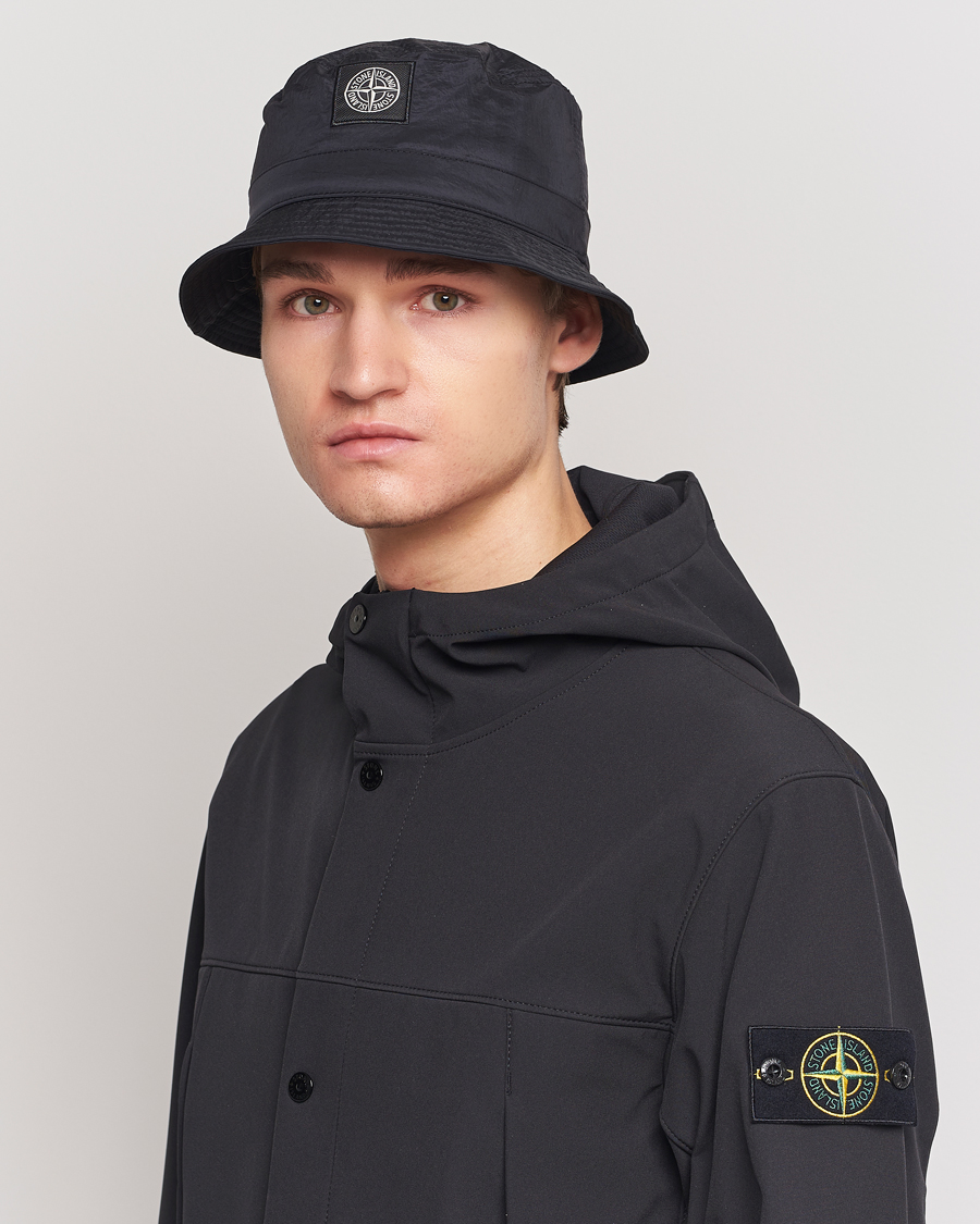 Men | Stone Island Logo Bucket Hat Black | Stone Island | Logo Bucket Hat Black