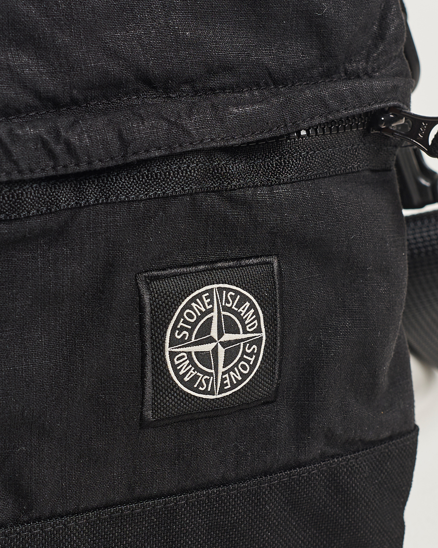Men | Stone Island Small Linen/Nylon Shoulder Bag Black | Stone Island | Small Linen/Nylon Shoulder Bag Black