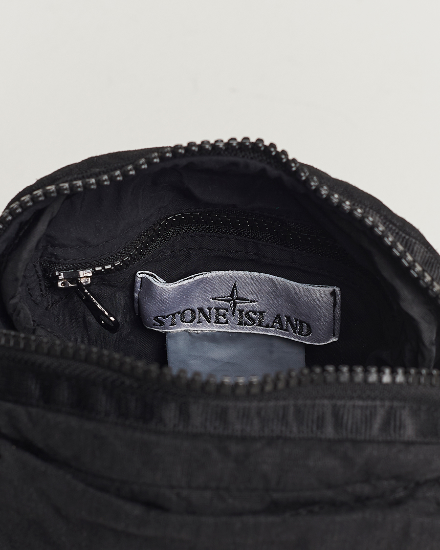 Men | Stone Island Small Linen/Nylon Shoulder Bag Black | Stone Island | Small Linen/Nylon Shoulder Bag Black