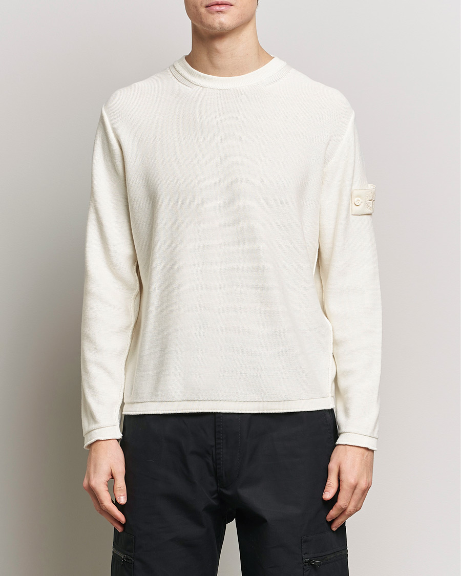 Mies | Stone Island | Stone Island | Ghost Knitted Cotton/Cashmere Sweater Natural Beige