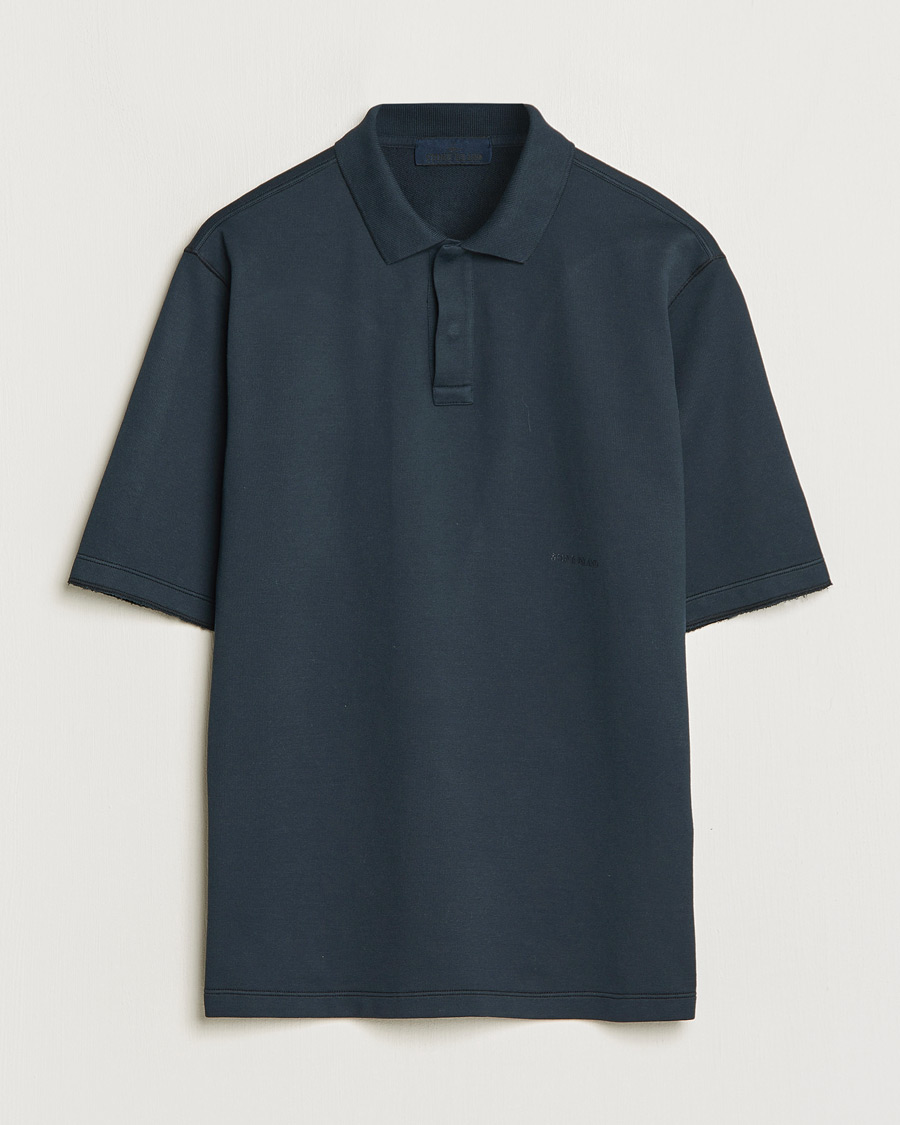 Men | Polo Shirts | Stone Island | Ghost Garment Dyed Organic Cotton Poloshirt Navy Blue