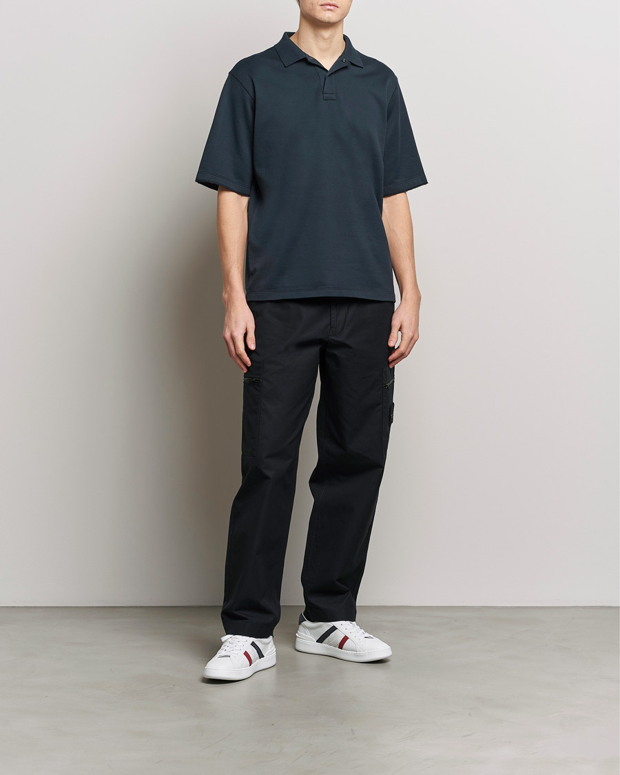 Men | Polo Shirts | Stone Island | Ghost Garment Dyed Organic Cotton Poloshirt Navy Blue