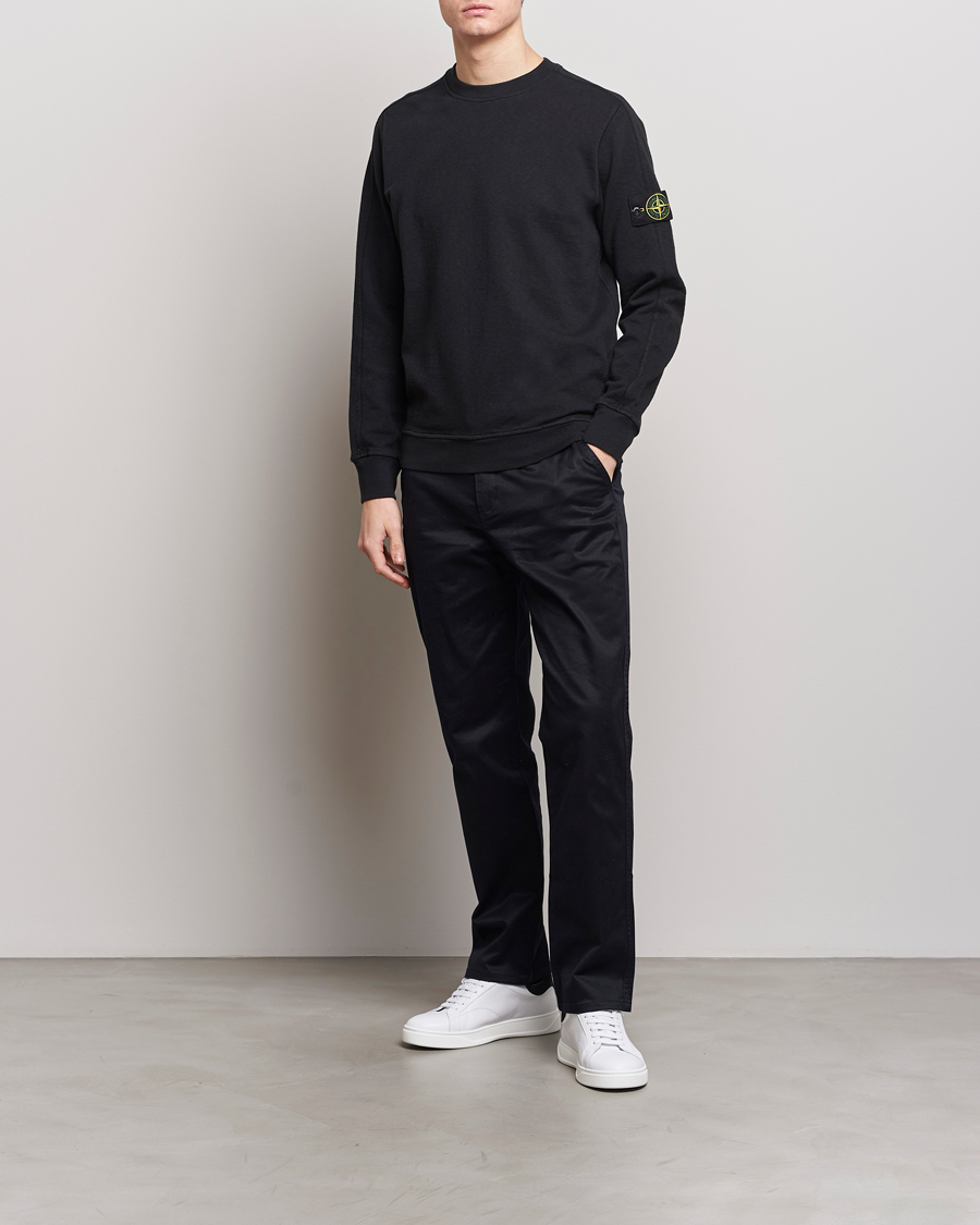 Men | Sweaters & Knitwear | Stone Island | Garment Dyed Cotton Old Effect Sweatshirt Black