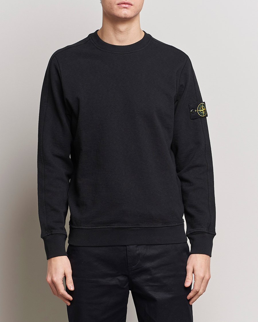 Men | Sweatshirts | Stone Island | Garment Dyed Cotton Old Effect Sweatshirt Black