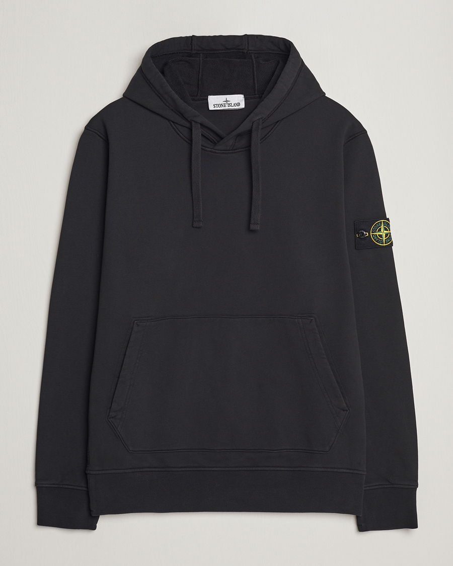 Men | Sweaters & Knitwear | Stone Island | Garment Dyed Cotton Fleece Hood Black