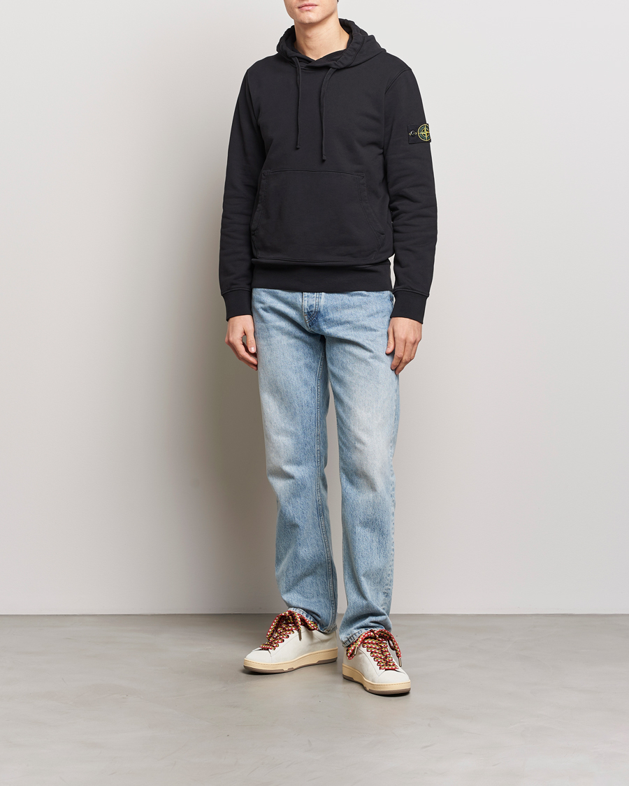 Men | Sweaters & Knitwear | Stone Island | Garment Dyed Cotton Fleece Hood Black