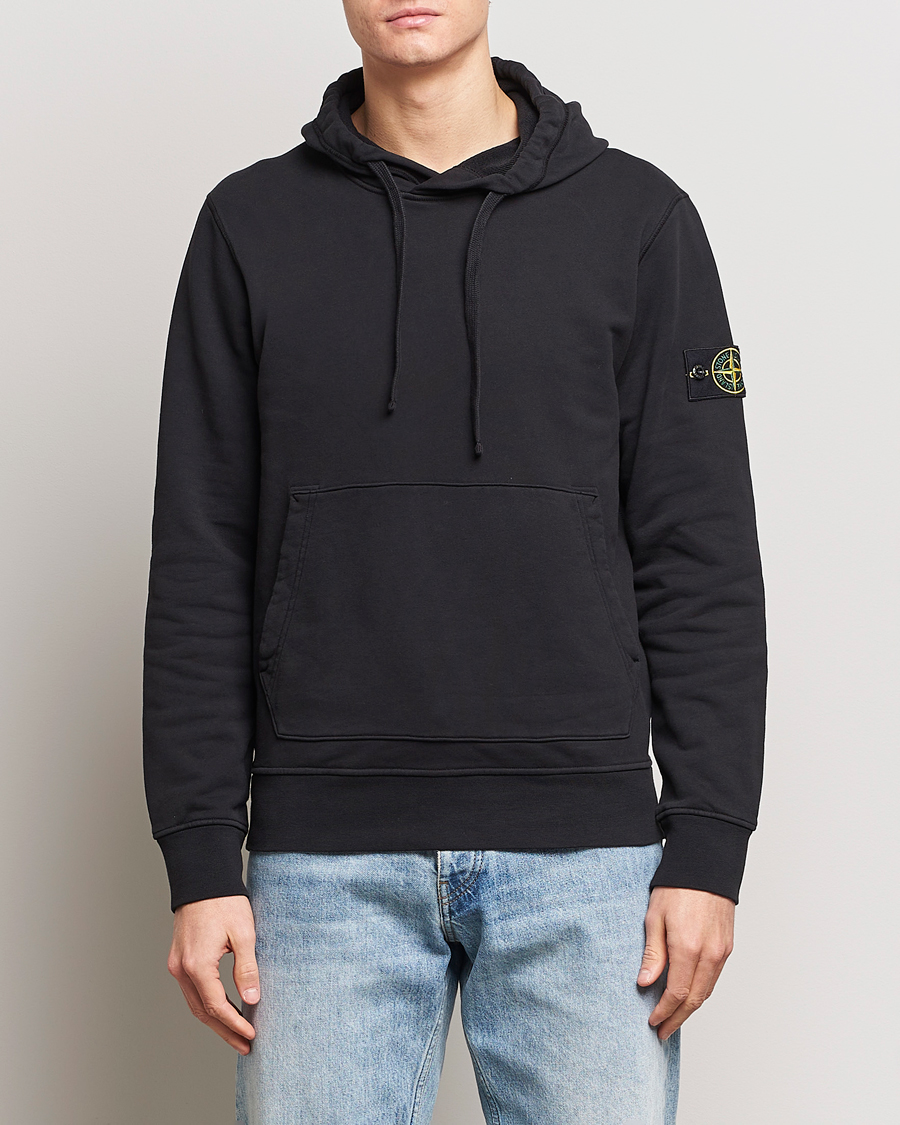 Men | Sweaters & Knitwear | Stone Island | Garment Dyed Cotton Fleece Hood Black