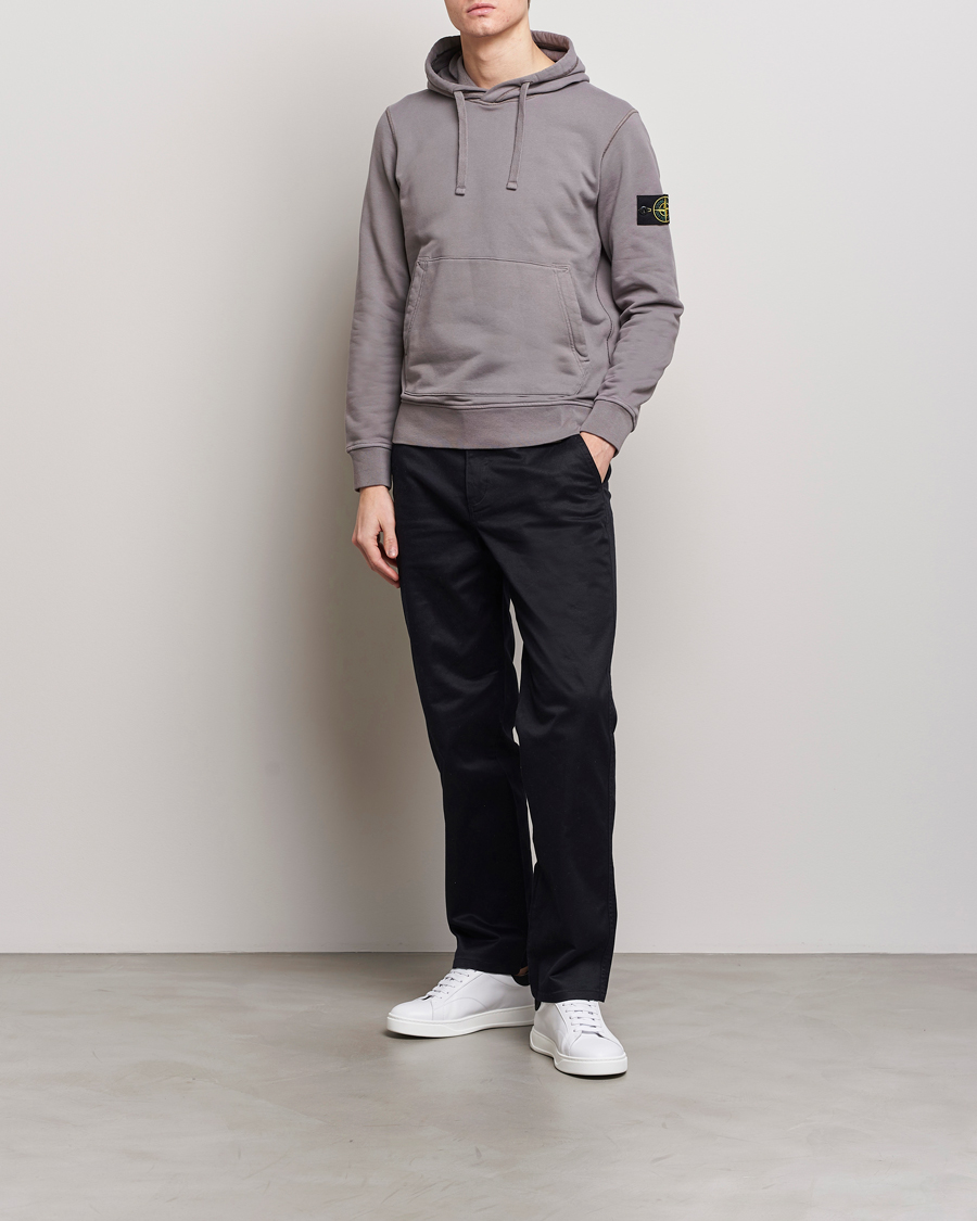 Men | Sweaters & Knitwear | Stone Island | Garment Dyed Cotton Fleece Hood Dove Grey
