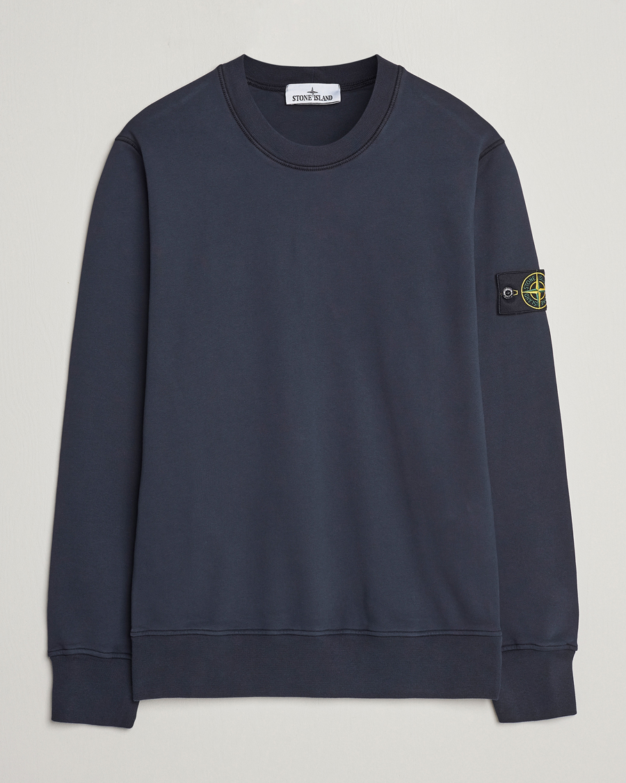 Men | Sweaters & Knitwear | Stone Island | Garment Dyed Cotton Sweatshirt Navy Blue