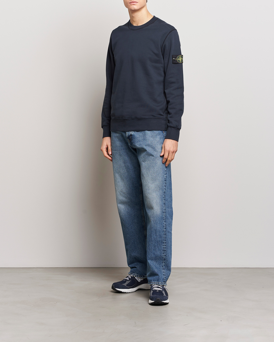 Men | Sweaters & Knitwear | Stone Island | Garment Dyed Cotton Sweatshirt Navy Blue