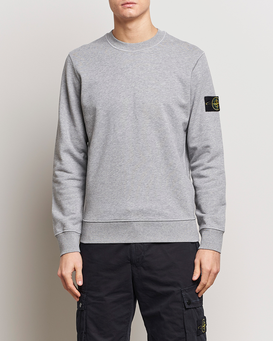 Men | Sweaters & Knitwear | Stone Island | Garment Dyed Cotton Sweatshirt Melange Grey