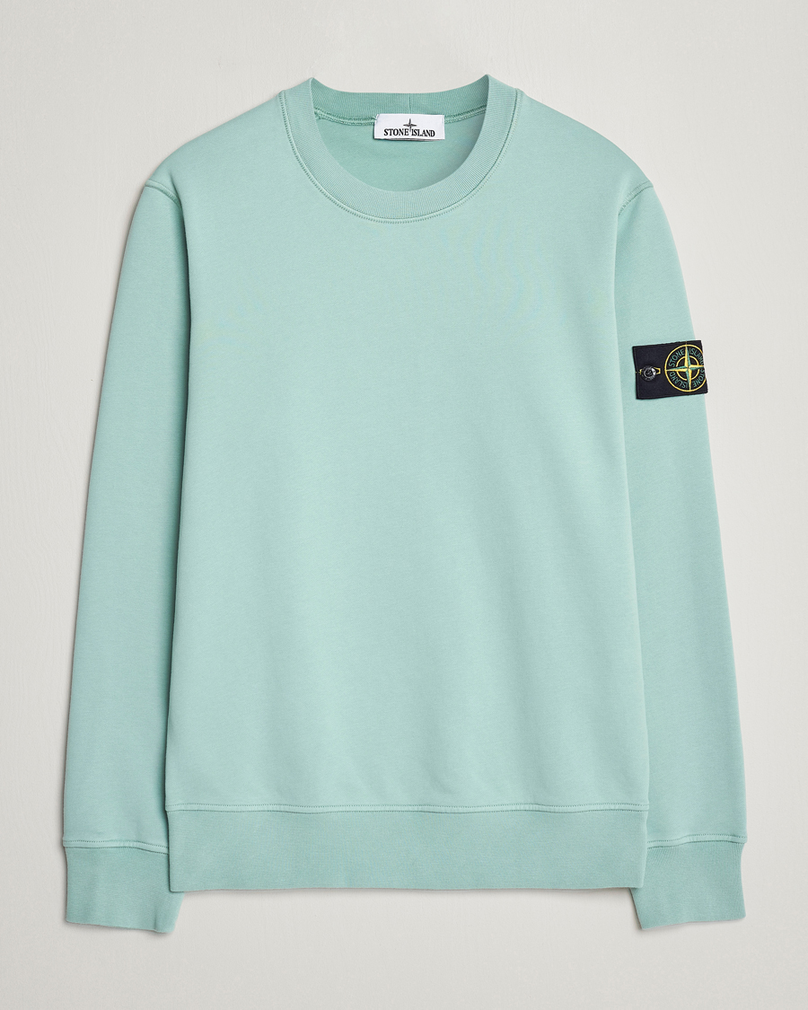 Men | Sweaters & Knitwear | Stone Island | Garment Dyed Cotton Sweatshirt Light Green