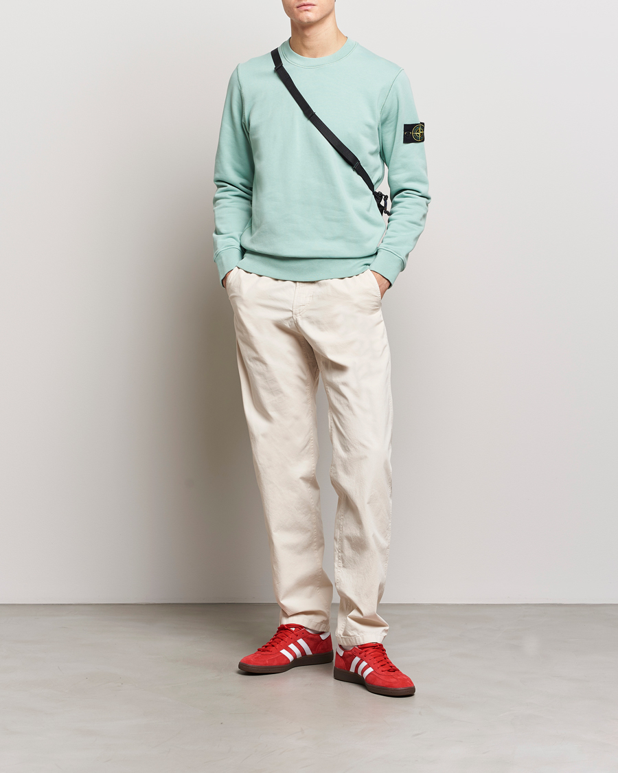 Men | Sweaters & Knitwear | Stone Island | Garment Dyed Cotton Sweatshirt Light Green