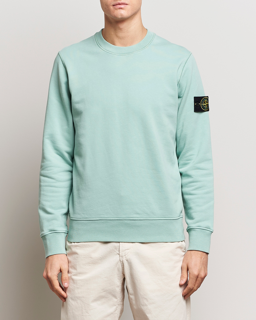 Mies | Puserot | Stone Island | Garment Dyed Cotton Sweatshirt Light Green