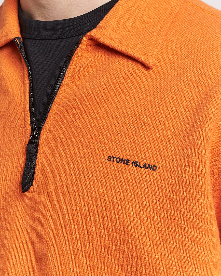 Men | Sweaters & Knitwear | Stone Island | Heavy Cotton Fleece Half Zip Sweatshirt Orange