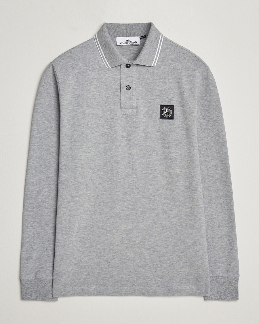 Men | Sweaters & Knitwear | Stone Island | Organic Cotton Stretch Pique Melange Grey