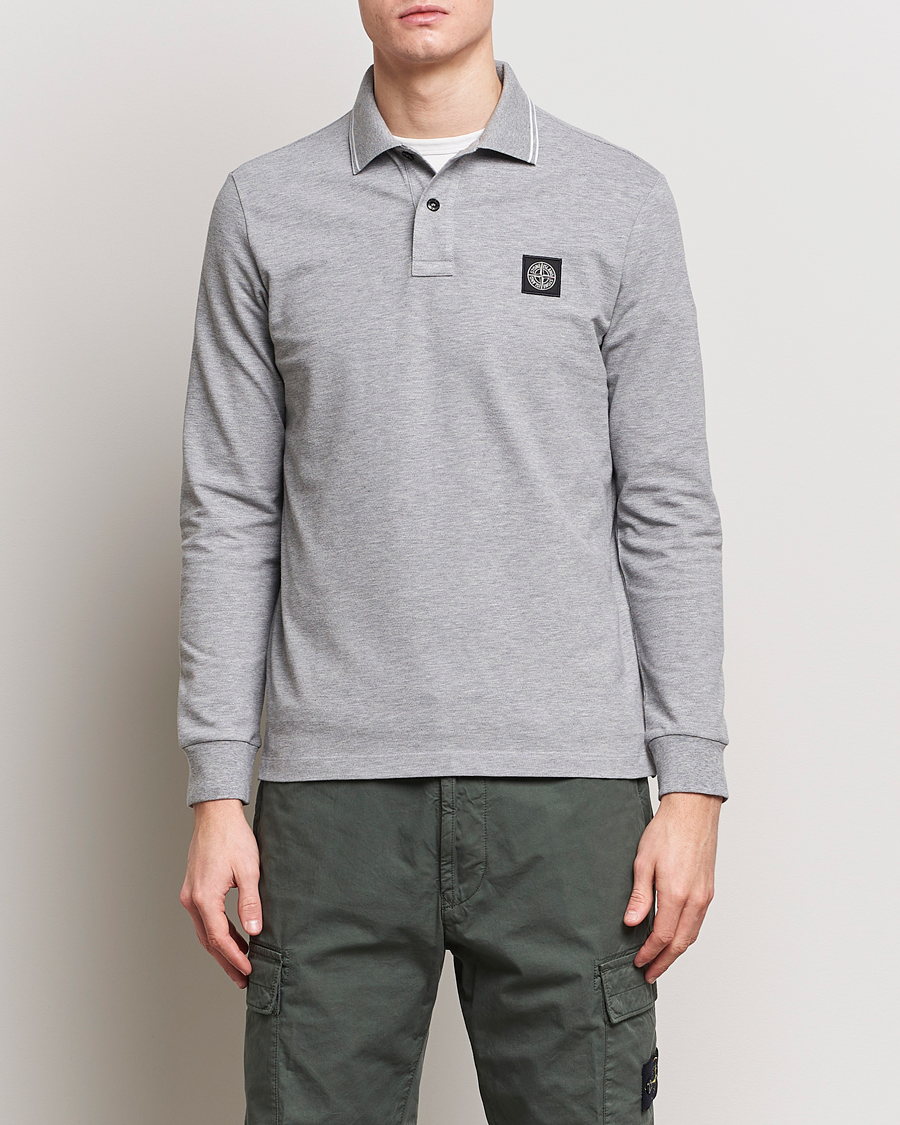Men | Sweaters & Knitwear | Stone Island | Organic Cotton Stretch Pique Melange Grey