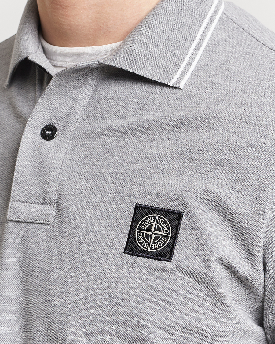 Men | Sweaters & Knitwear | Stone Island | Organic Cotton Stretch Pique Melange Grey