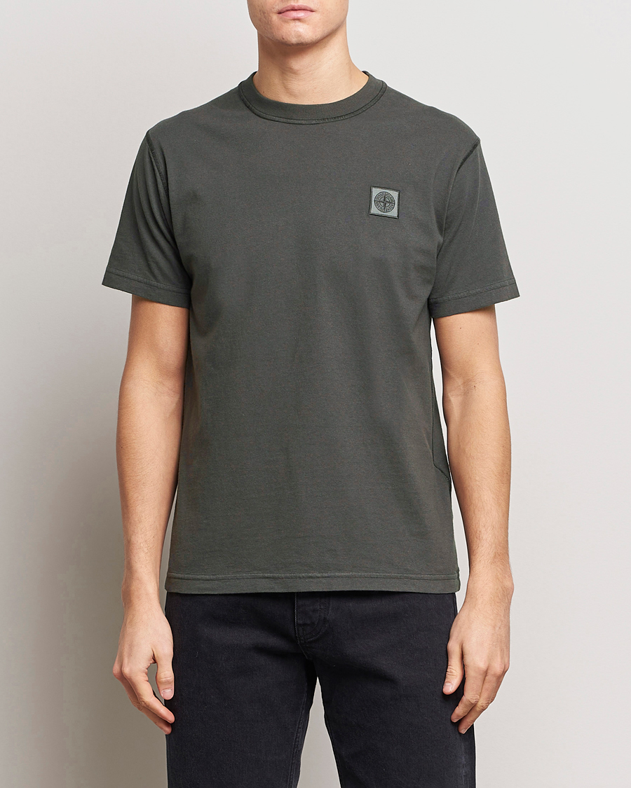 Men | T-Shirts | Stone Island | Organic Cotton Fissato Effect T-Shirt Charcoal