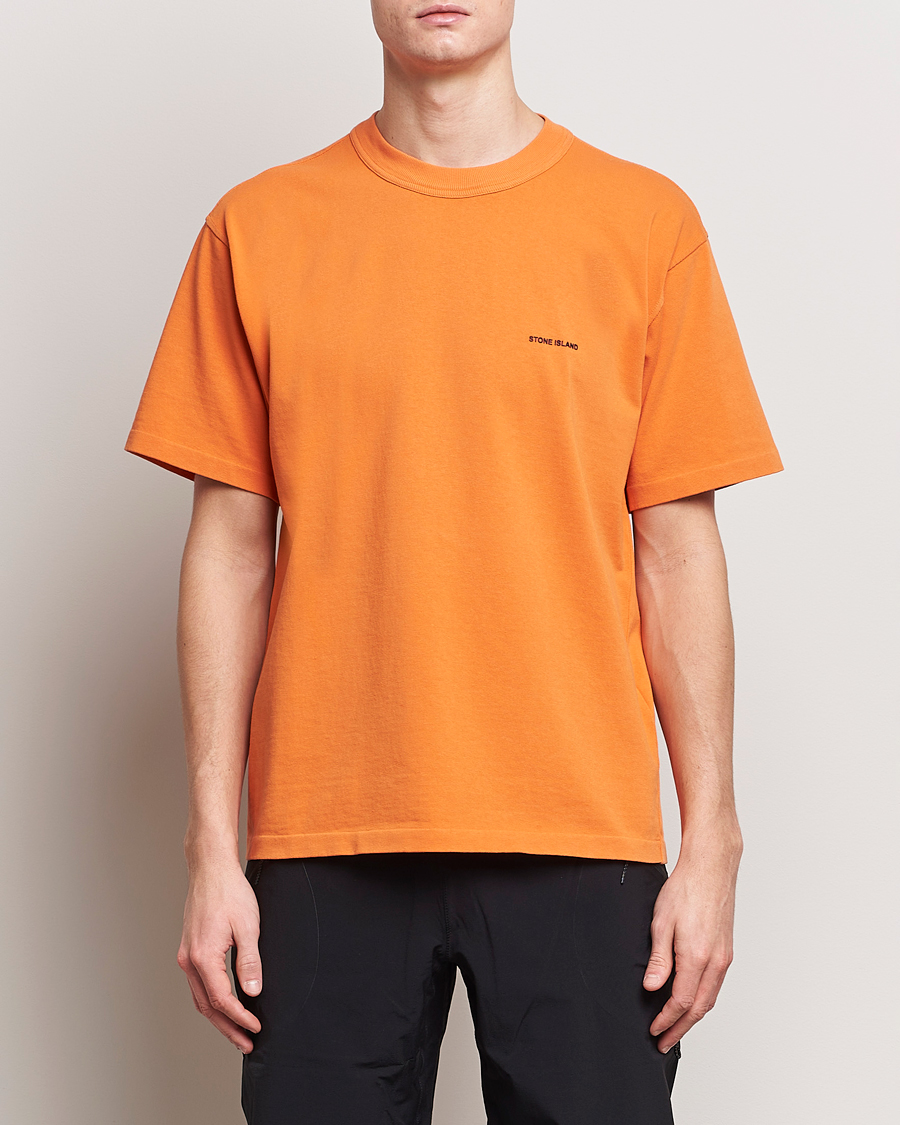 Men | T-Shirts | Stone Island | Cotton Jersey Small Logo T-Shirt Orange