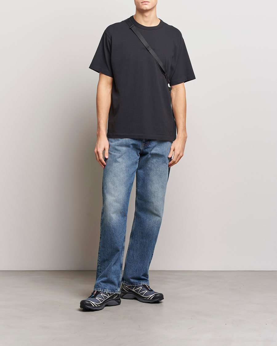 Men | T-Shirts | Stone Island | Organic Cotton Fissato Effect Center Logo T-Shirt Black