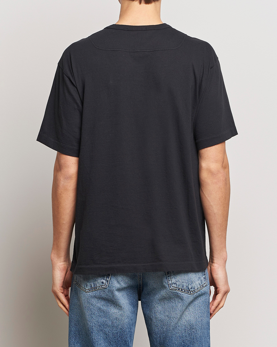 Men | T-Shirts | Stone Island | Organic Cotton Fissato Effect Center Logo T-Shirt Black