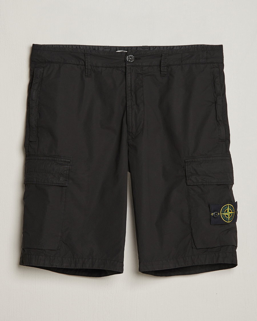 Men | Shorts | Stone Island | Stretch Cotton Tela Regular Fit Cargo Shorts Black
