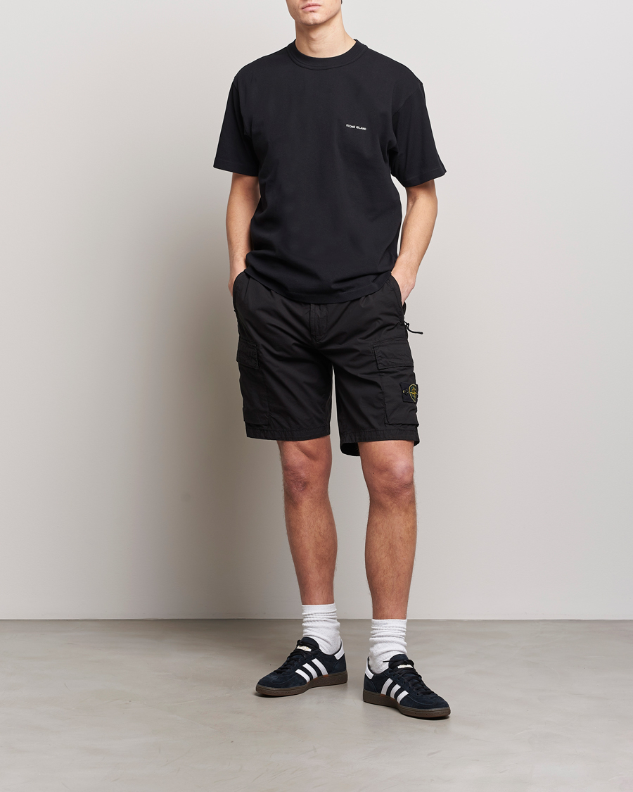Men | Shorts | Stone Island | Stretch Cotton Tela Regular Fit Cargo Shorts Black