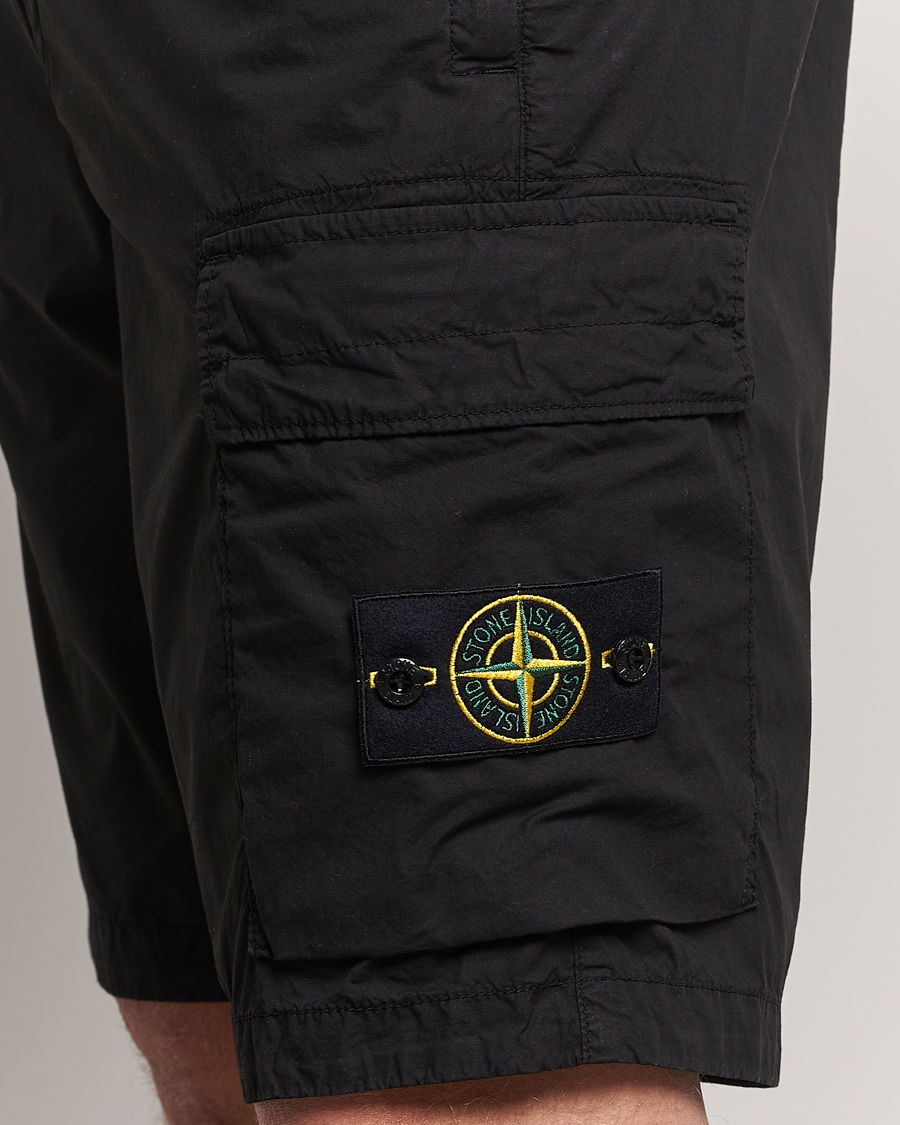 Men | Shorts | Stone Island | Stretch Cotton Tela Regular Fit Cargo Shorts Black