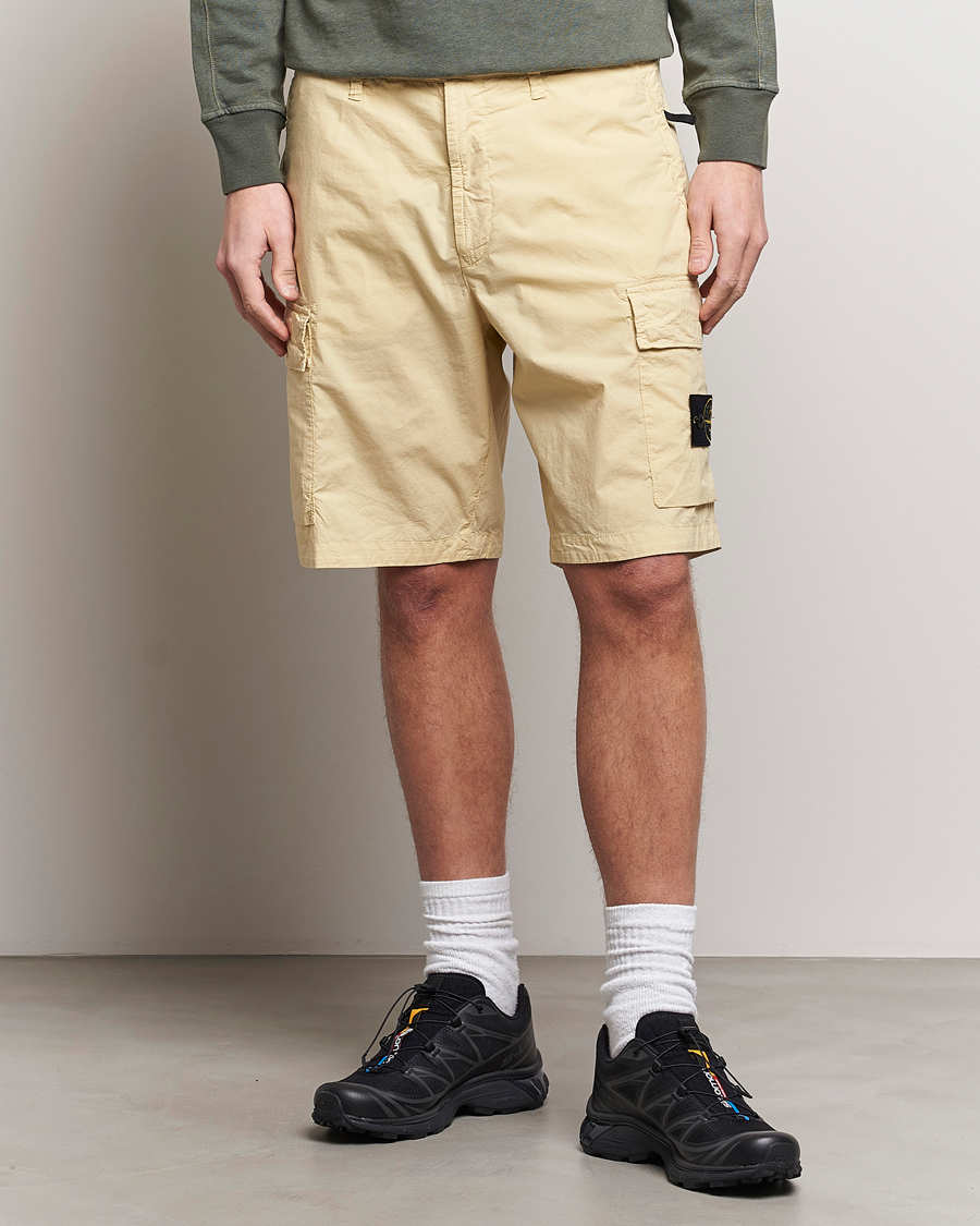 Homme |  | Stone Island | Stretch Cotton Tela Regular Fit Cargo Shorts Beige