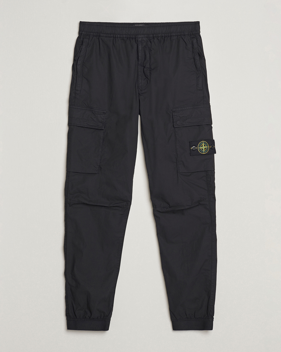 Men | Trousers | Stone Island | Garment Dyed Drawsting Cargo Pants Black