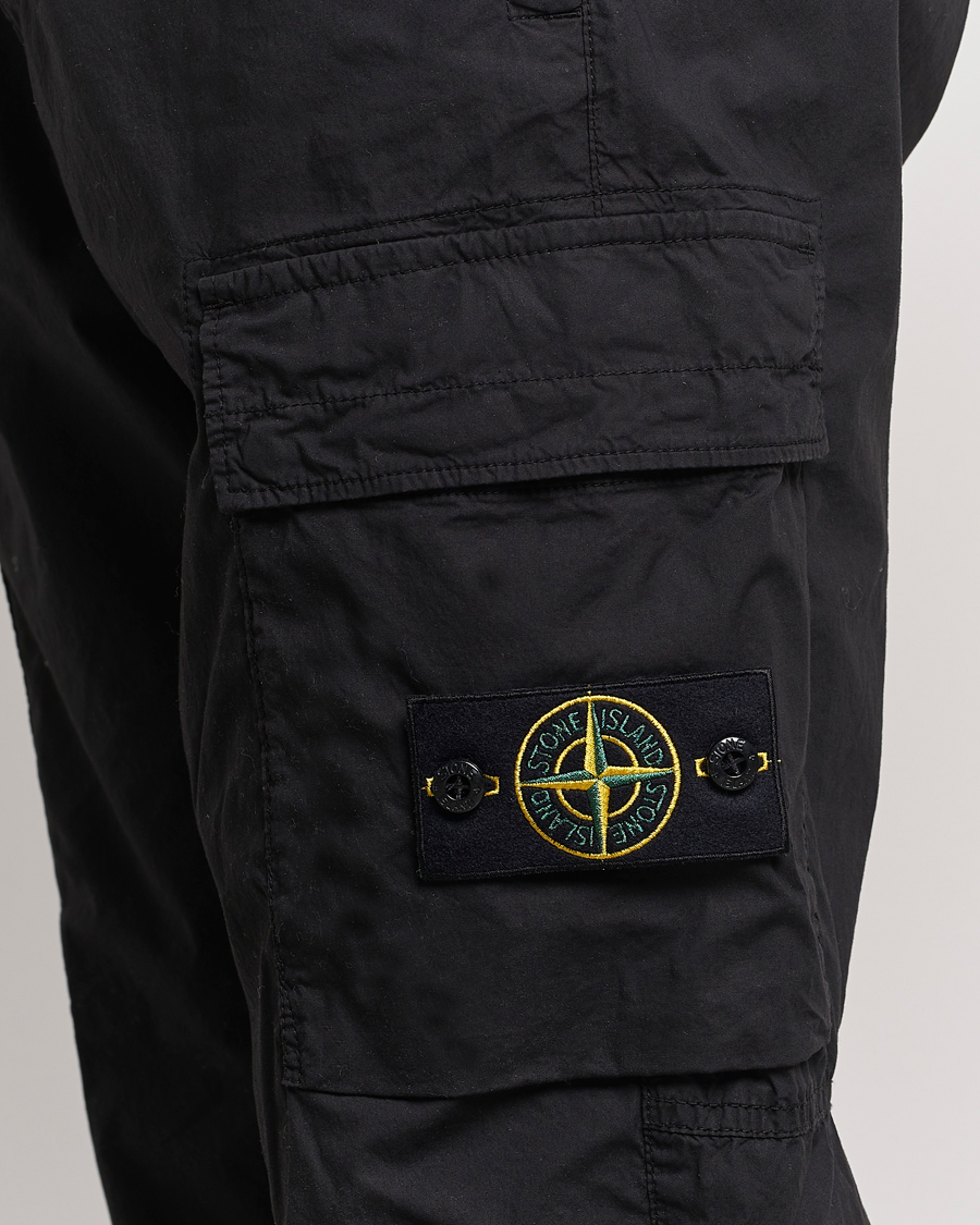 Men | Trousers | Stone Island | Garment Dyed Drawsting Cargo Pants Black