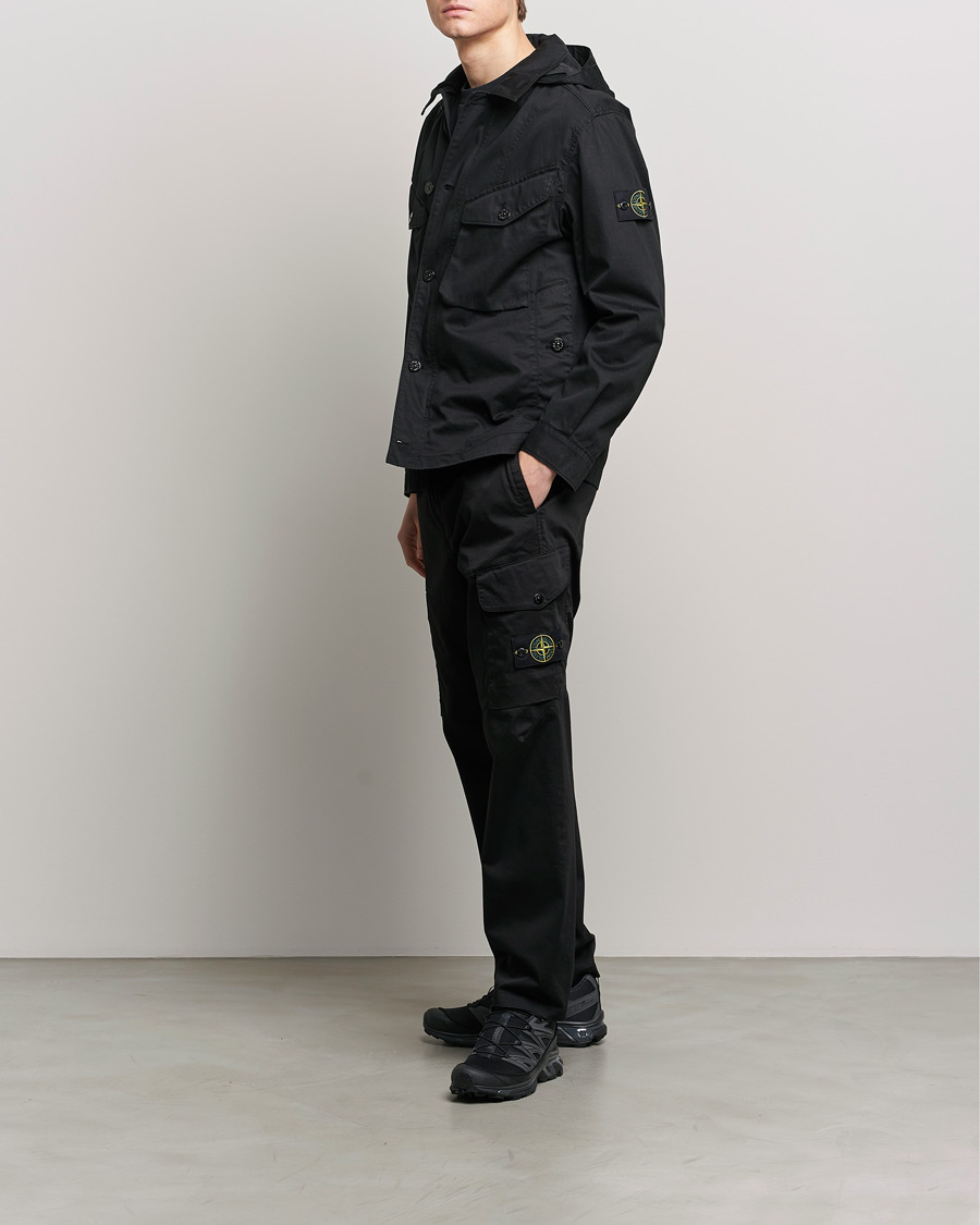 Men | Trousers | Stone Island | Stretch Satin Cargo Pants Black