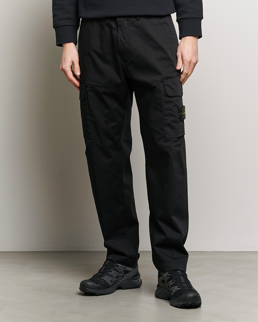 Men | Trousers | Stone Island | Stretch Satin Cargo Pants Black
