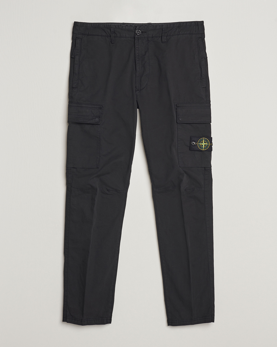 Men | Trousers | Stone Island | Tapered Supima Cotton Cargo Pants Black