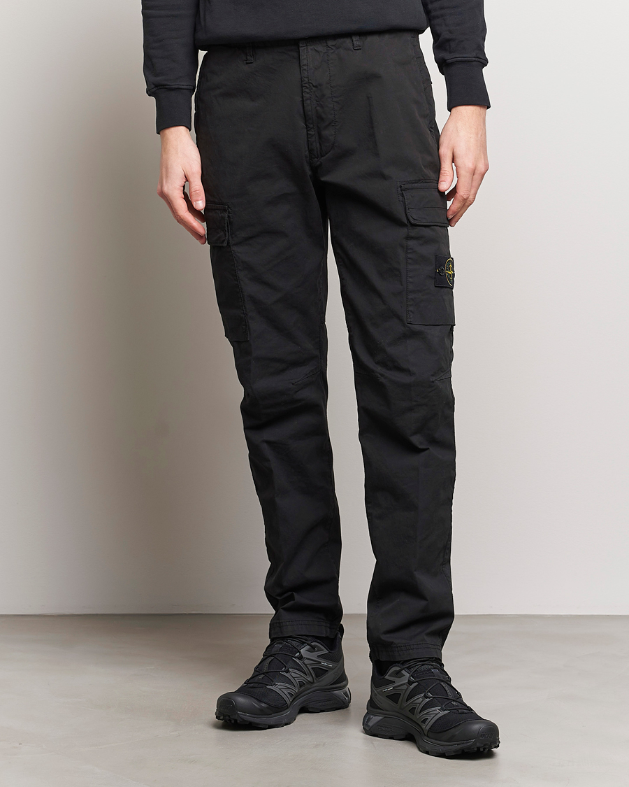 Men | Trousers | Stone Island | Tapered Supima Cotton Cargo Pants Black