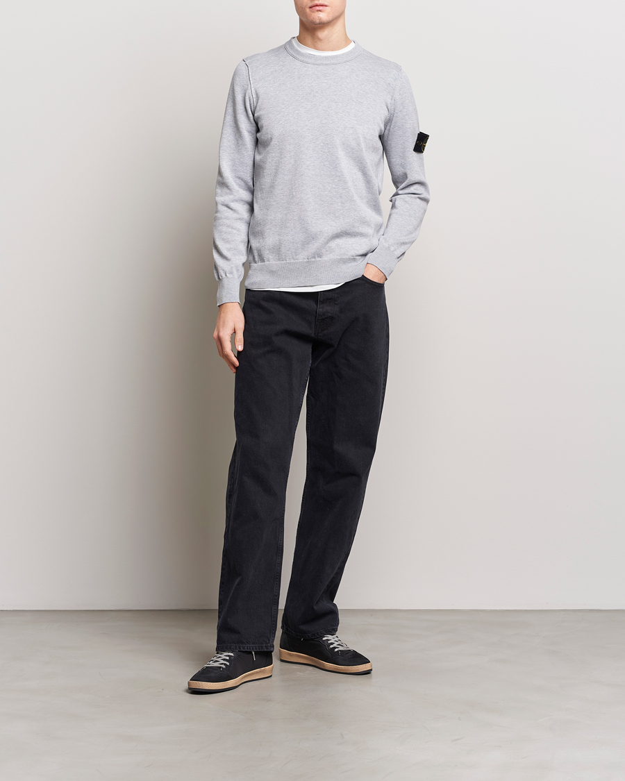 Men | Sweaters & Knitwear | Stone Island | Soft Organic Cotton Crew Neck Dark Grey Melange