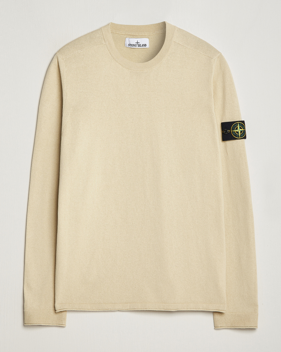 Men | Sweaters & Knitwear | Stone Island | Raw Hand Organic Cotton Crew Neck Natural Beige