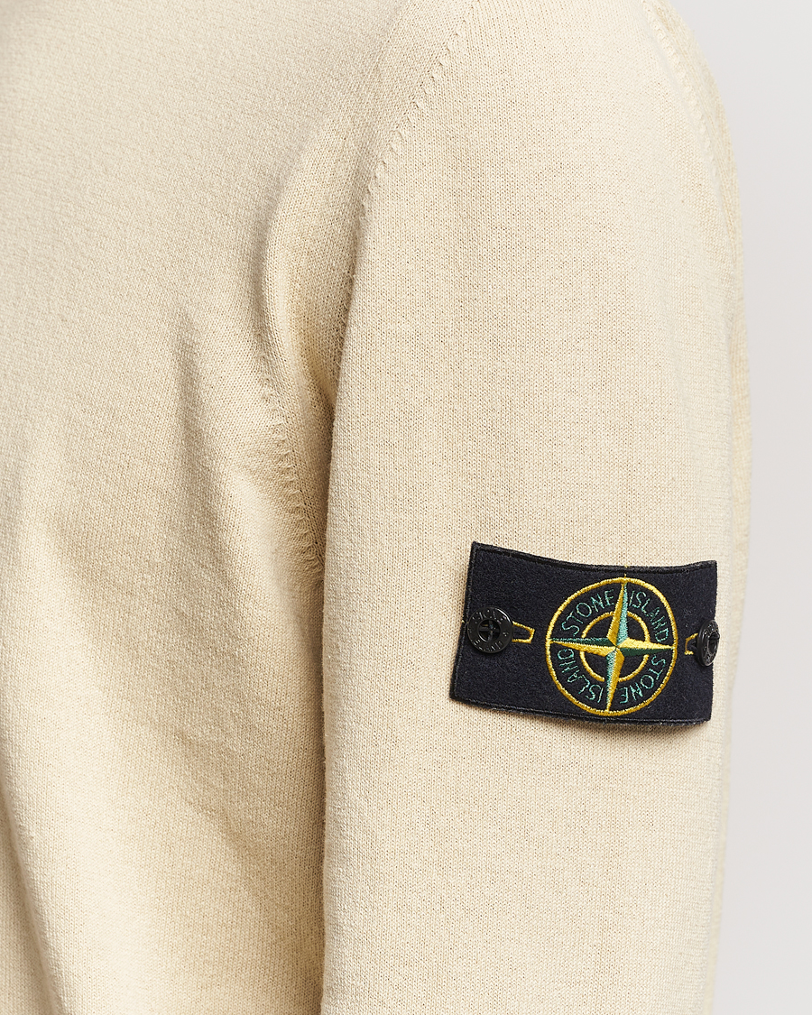 Men | Sweaters & Knitwear | Stone Island | Raw Hand Organic Cotton Crew Neck Natural Beige