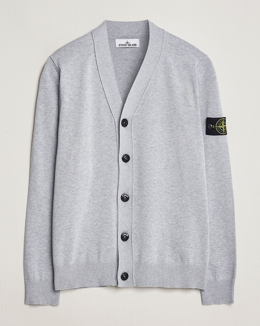 Men | Sweaters & Knitwear | Stone Island | Soft Organic Cotton Cardigan Dark Grey Melange
