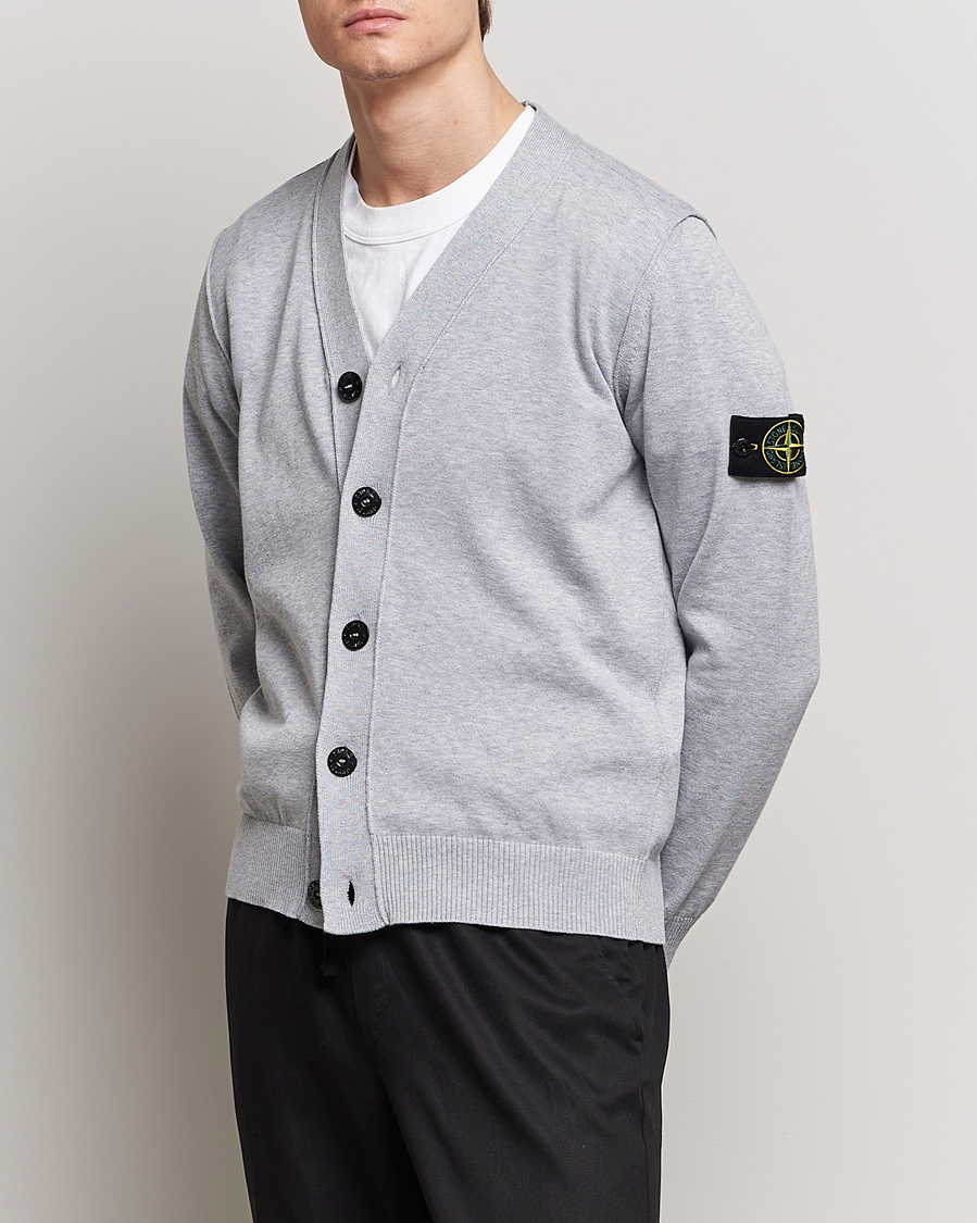 Men | Sweaters & Knitwear | Stone Island | Soft Organic Cotton Cardigan Dark Grey Melange