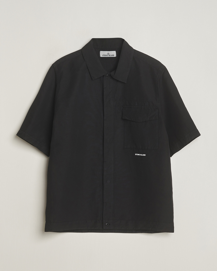 Men | Shirts | Stone Island | Cotton/Hemp Short Sleeve Shirts Black