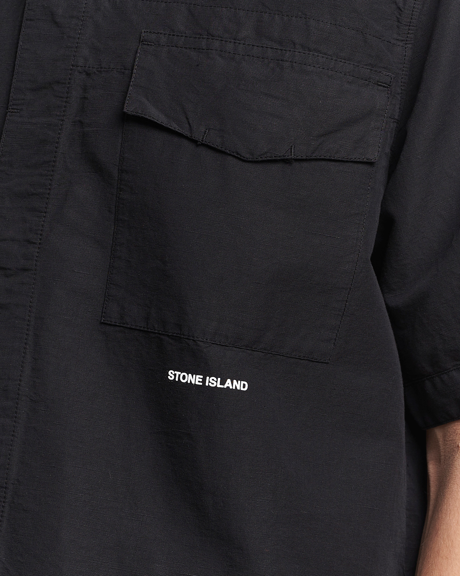 Men | Shirts | Stone Island | Cotton/Hemp Short Sleeve Shirts Black