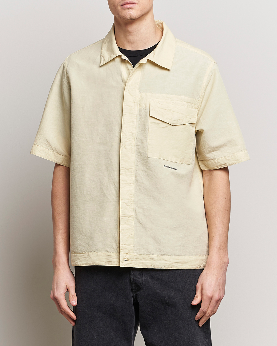 Mies |  | Stone Island | Cotton/Hemp Short Sleeve Shirts Beige