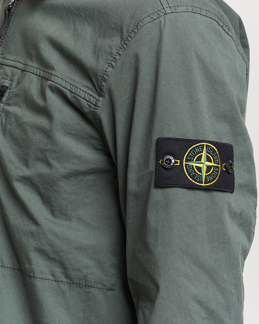 Men | Shirts | Stone Island | Cotton Twill Stretch Zip Overshirt Musk